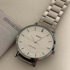 Casio Silver Watch with White Dial